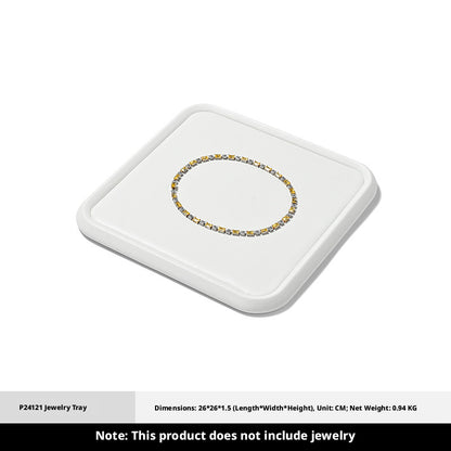 Silver Metal Jewelry Tray with Black Velvet for Ring and Necklace Display