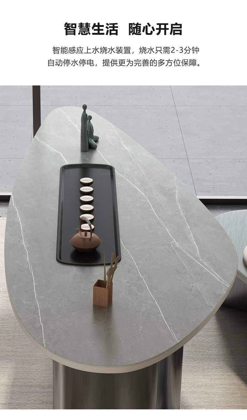 Modern high-end light luxury tea table villa luxury tea table Office reception room advanced sense kung fu tea table