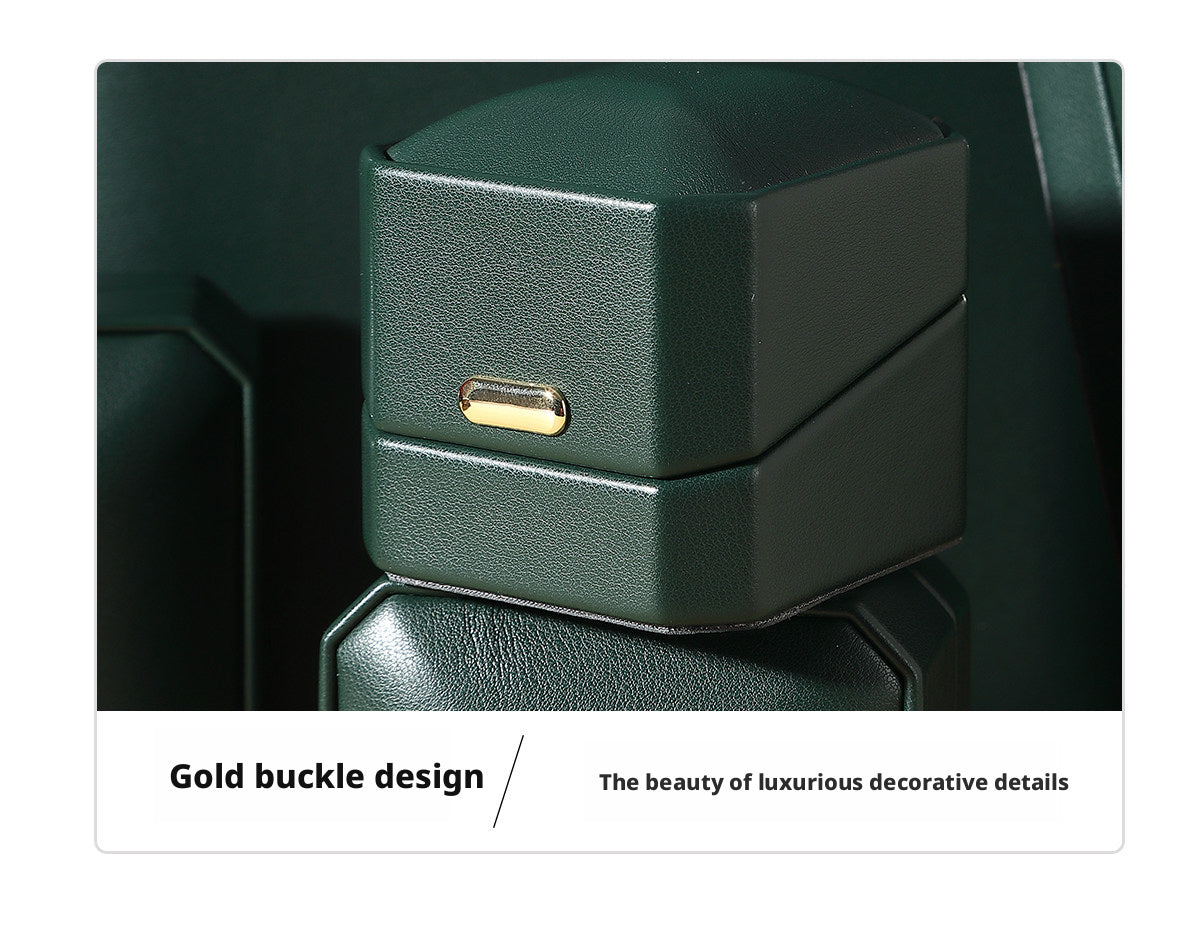PU Leather Ring Box | Golden Velvet Interior for Engagement