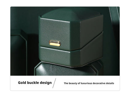PU Leather Ring Box | Golden Velvet Interior for Engagement