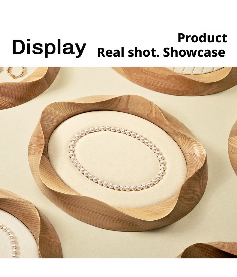 Wooden Jewelry Tray with Suede Lining for Necklace and Ring Display