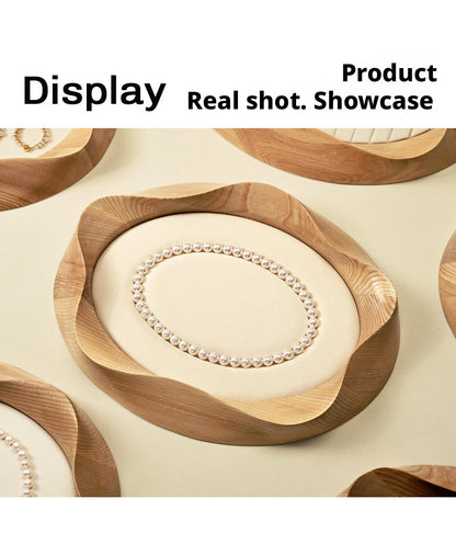Wooden Jewelry Tray with Suede Lining for Necklace and Ring Display