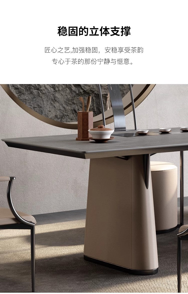 Rock plate tea table Tea table Italian simple office living room Kung Fu big light luxury modern senior sense home tea table