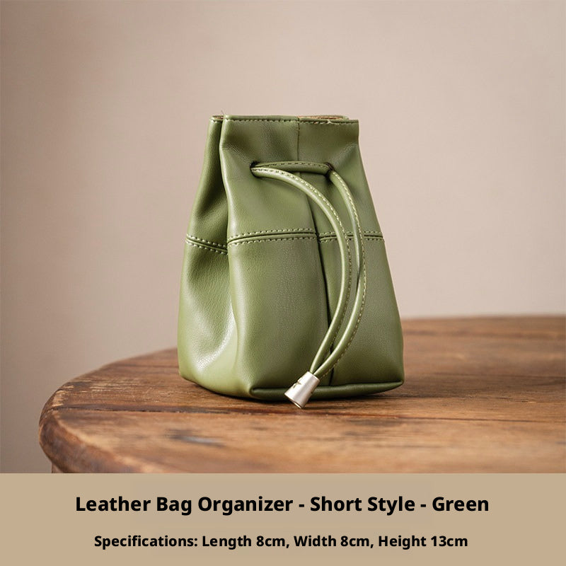 5pcs Oil-Waxed Leather Drawstring Pouch, Jewelry Travel Organizer, Star Hardware Bag
