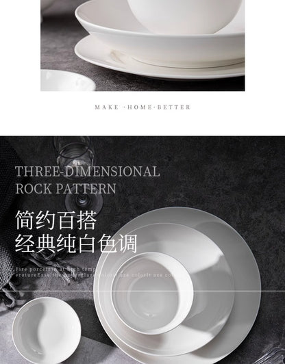 Jingdezhen ceramic tableware set white porcelain dish set household under glaze color bowl plate moving bowl set