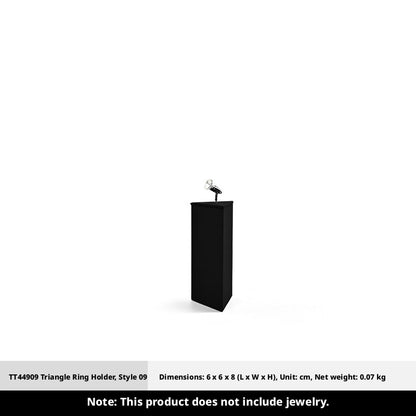 Black Suede Ring Display Stand with Multi-Level Steps for Boutique