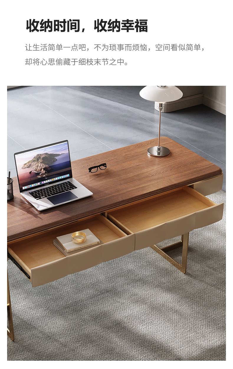 Italian minimalist solid wood desk simple modern northern Europe light luxury high-end study desk designer computer desk