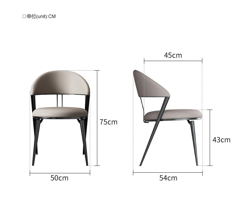 Designer Italian leather dining chair