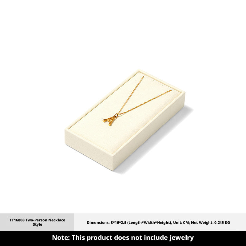 Suede Jewelry Display Stand Set, Tiered Modular Showcase Tray, White Microfiber Props