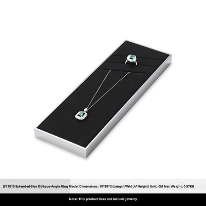 Silver Metal Jewelry Display Tray with Black Velvet for Rings and Necklaces