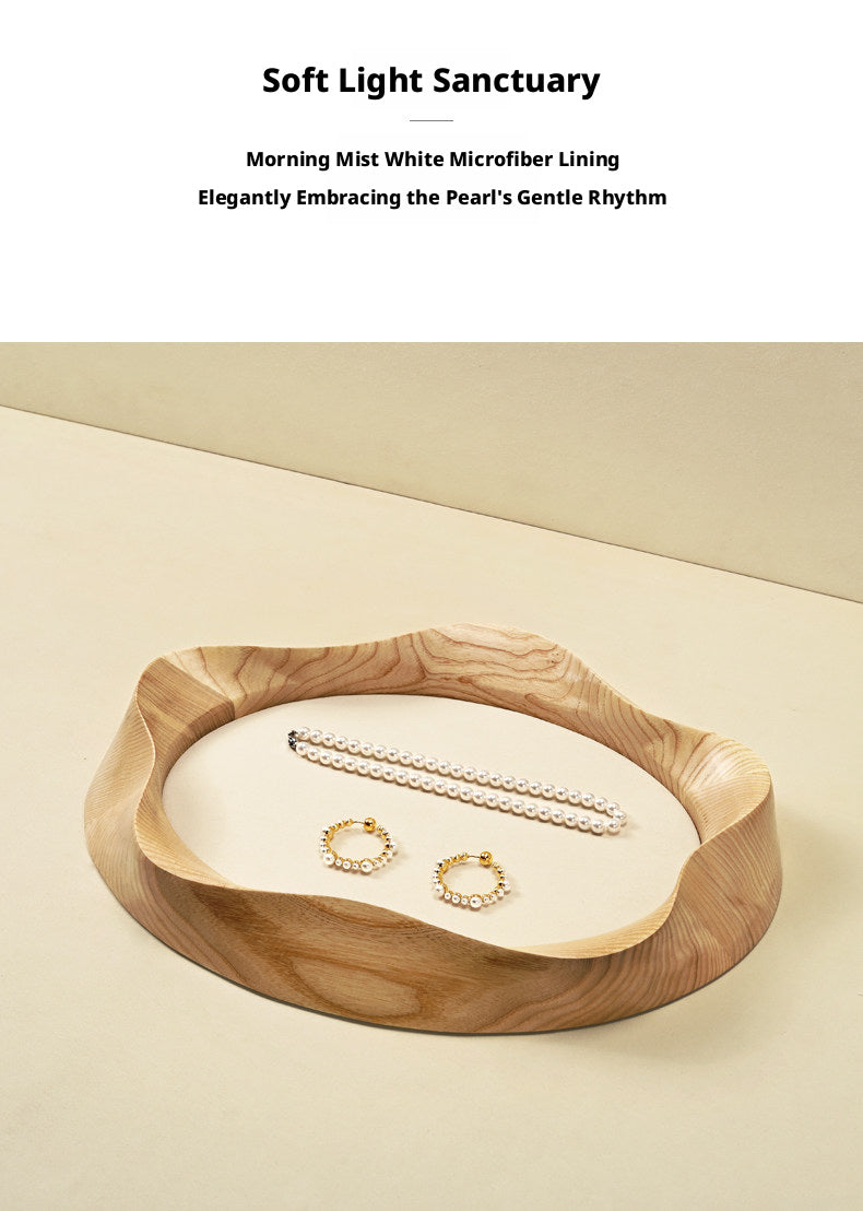 Wooden Jewelry Tray with Suede Lining for Necklace and Ring Display