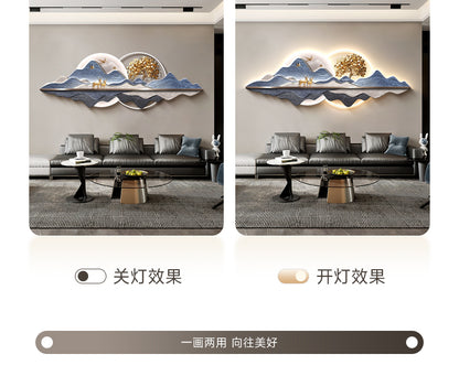 Fortune tree light luxury living room decorative painting new Chinese style back with back-up sofa background wall hanging painting advanced sense landscape painting