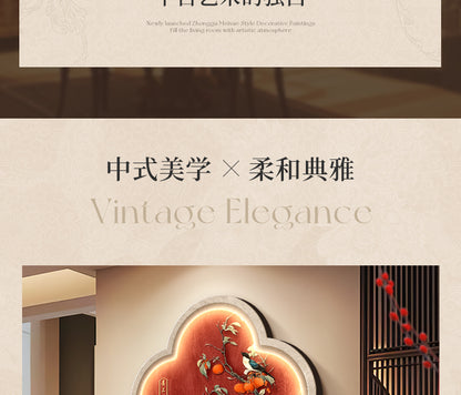 Light luxury elephant living room clock wall clock decorative painting advanced sense atmosphere sofa background wall hanging painting Fu deer triptych