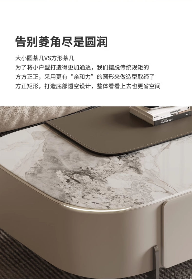 Italian simple rock panel tea table 46 Italian small living room can lift storage tea table household multi-functional tea table