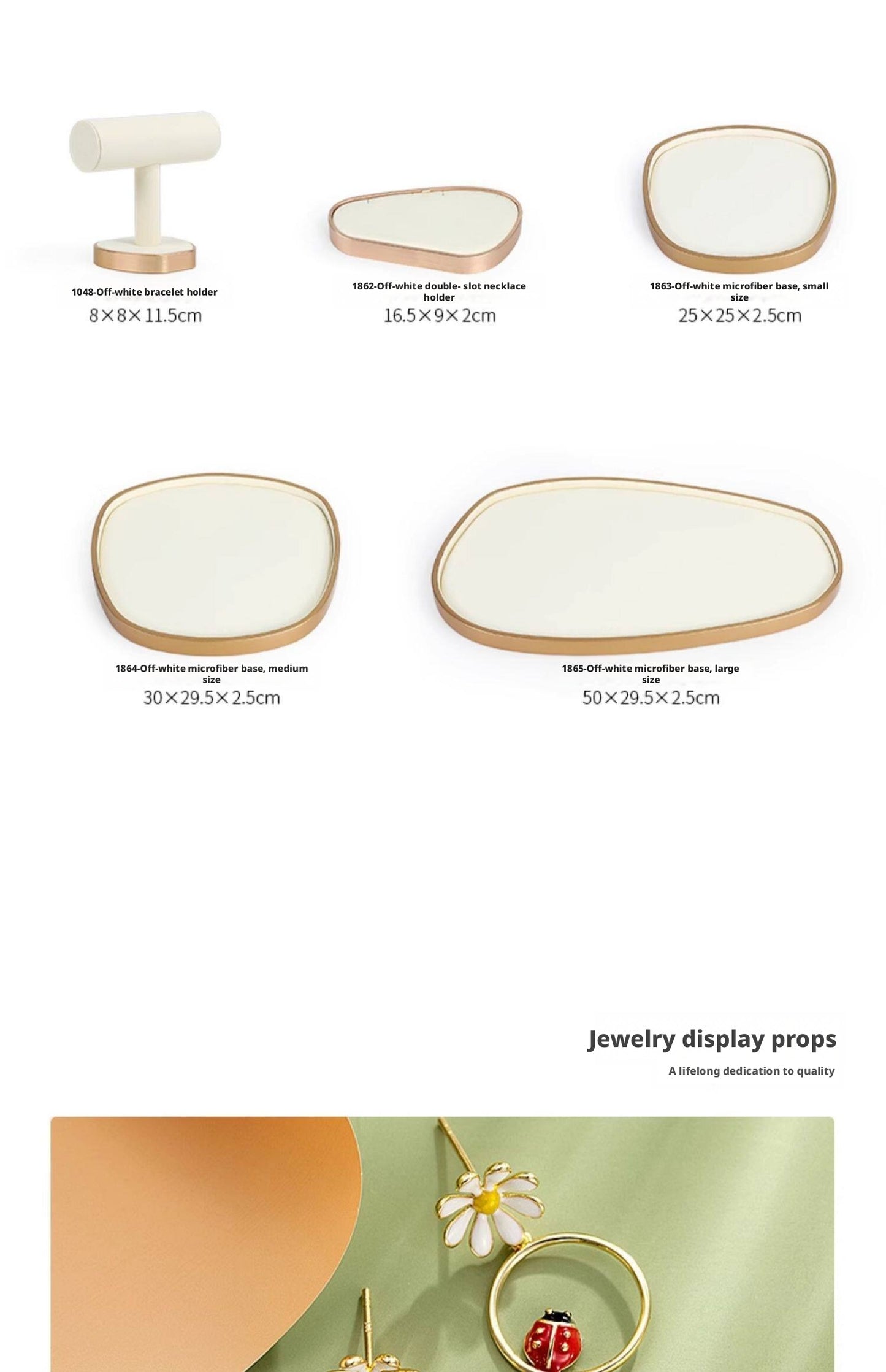 Rose Gold Suede Jewelry Display Stands & Trays for Boutique