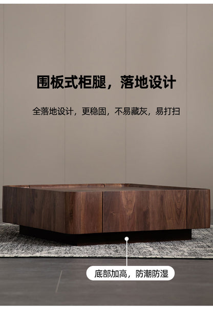 Italian minimalist North American black walnut solid wood tea table square collection of Northern European furniture modern simple designer square