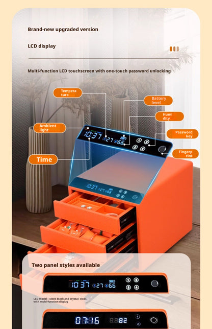 Smart Jewelry Safe Box, App Controlled Electronic Security Case, Multi-Drawer Lockable Storage, Remote Monitor