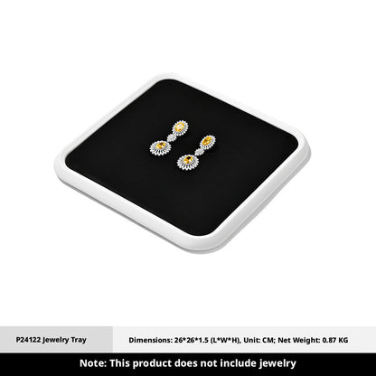 Silver Metal Jewelry Tray with Black Velvet for Ring and Necklace Display