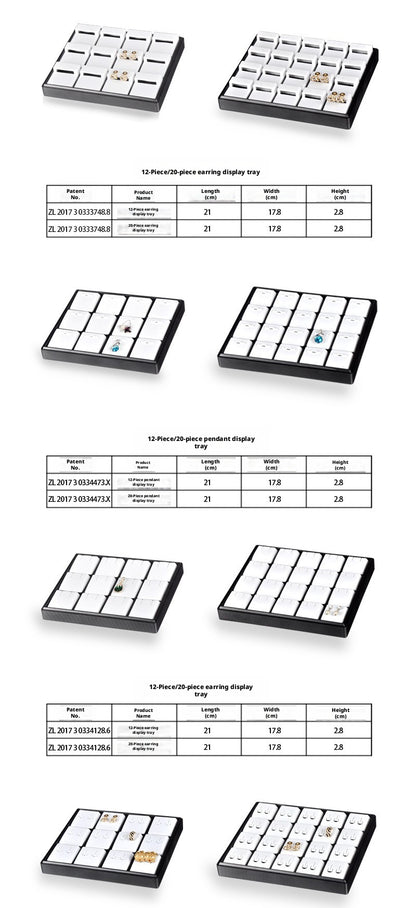Stackable Plastic Jewelry Display Tray Organizer: 12 or 20 Slot Ring Stud Necklace Storage