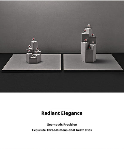 Gray Suede Ring Display Stand with Multi-Level Steps for Vendors