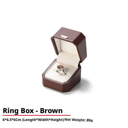 PU Leather Ring Box | Golden Velvet Interior for Engagement