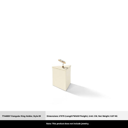 Beige Suede Ring Display Stand with Multi-Level Steps for Vendors