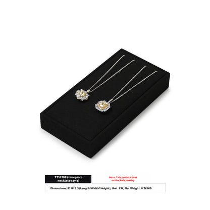 5pcs Black Suede Jewelry Display Stand Set, Modular Necklace Ring Organizer Trays