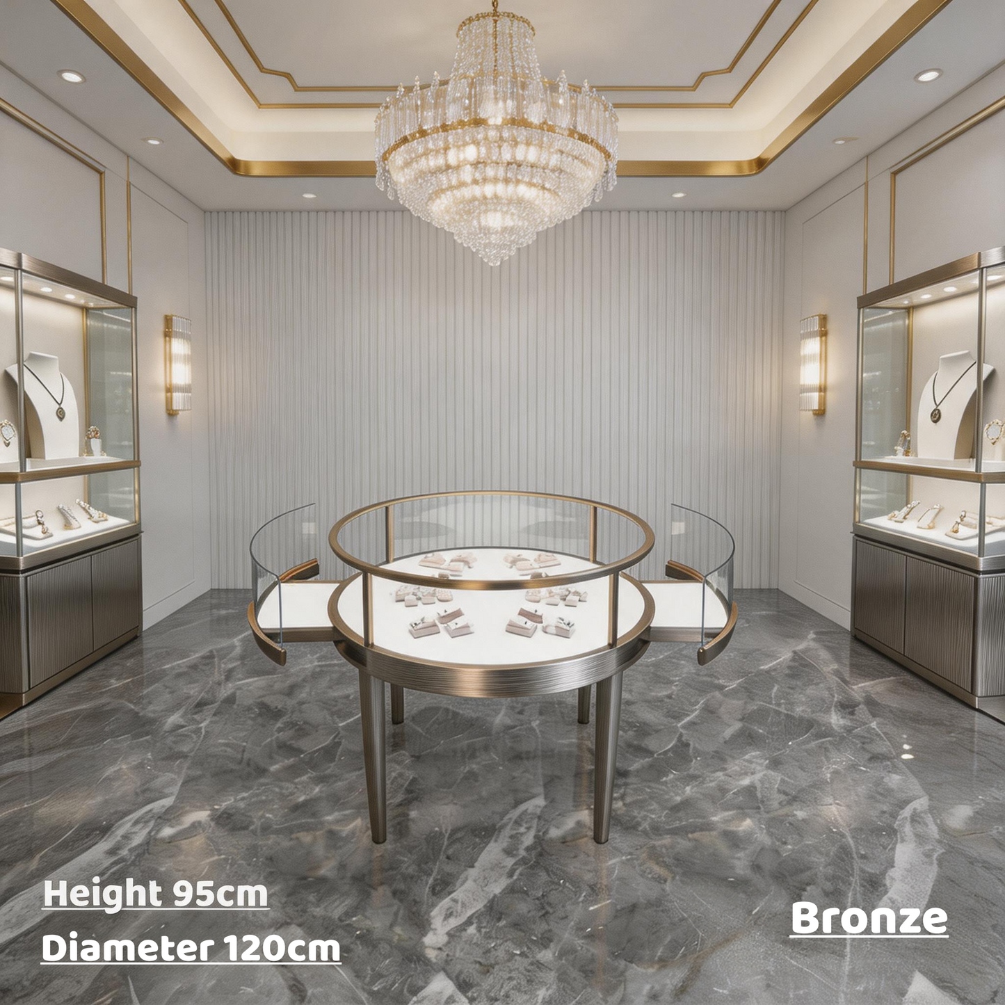 Stainless Steel Electroplated Jewelry Display Stand - Countertop Showcase Rack for Retail Stores Jewelry cabinet