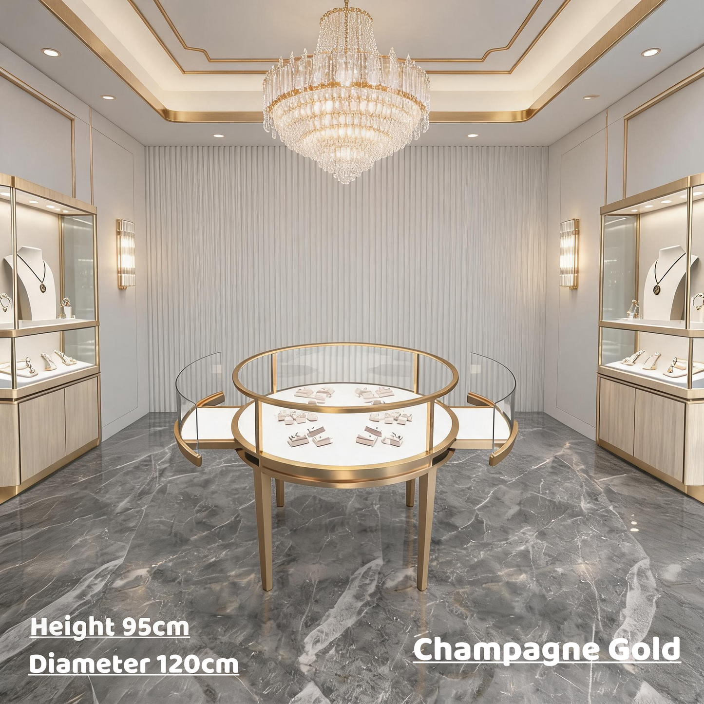 Stainless Steel Electroplated Jewelry Display Stand - Countertop Showcase Rack for Retail Stores Jewelry cabinet