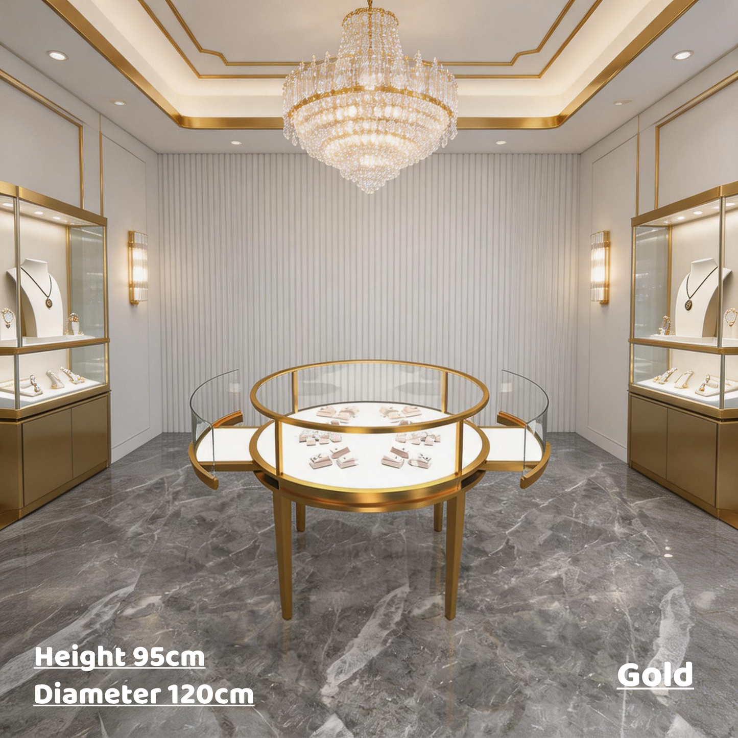 Stainless Steel Electroplated Jewelry Display Stand - Countertop Showcase Rack for Retail Stores Jewelry cabinet
