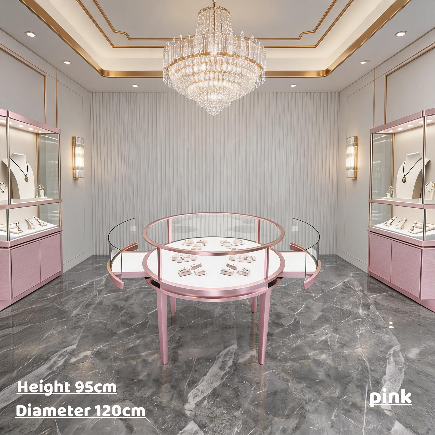 Stainless Steel Electroplated Jewelry Display Stand - Countertop Showcase Rack for Retail Stores Jewelry cabinet