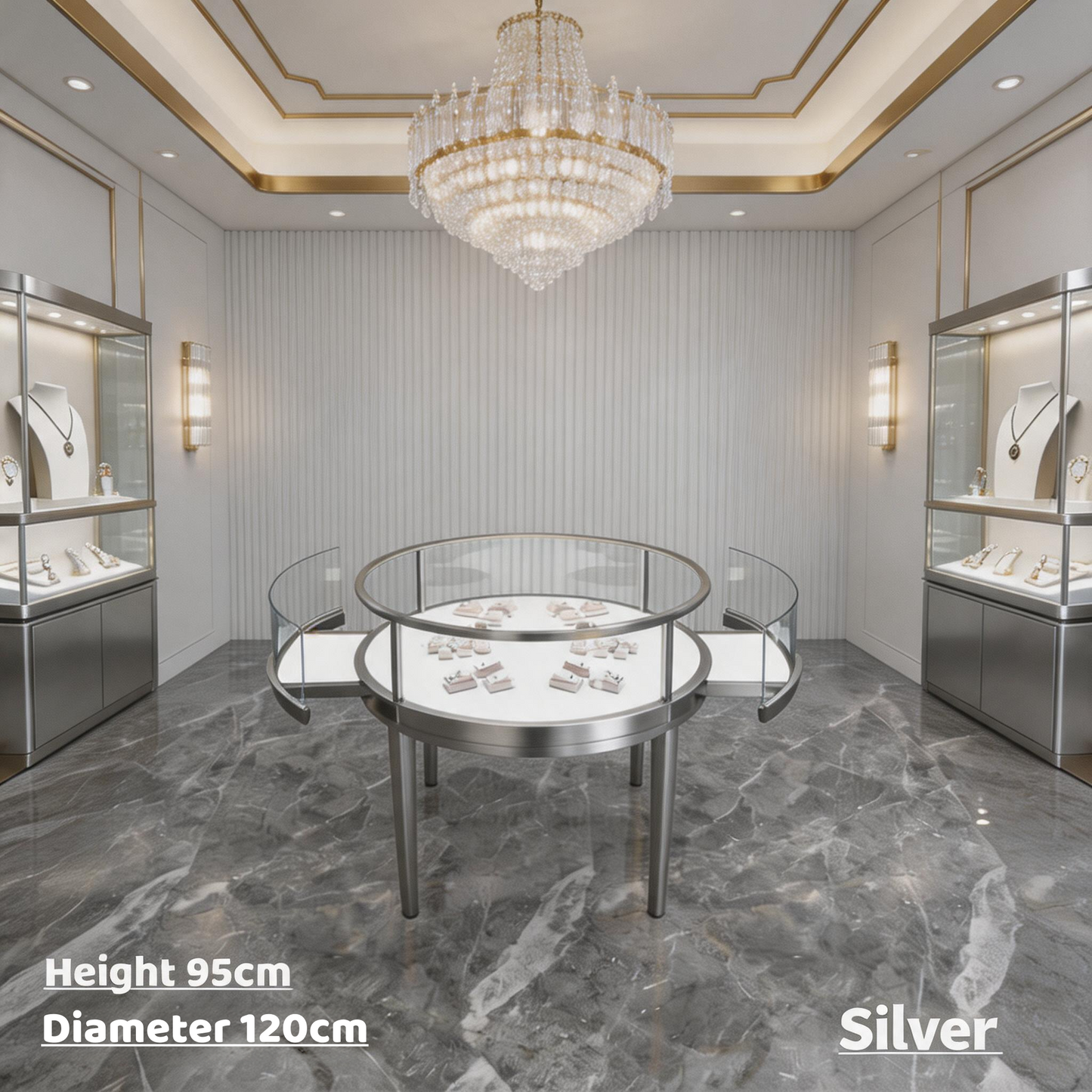 Stainless Steel Electroplated Jewelry Display Stand - Countertop Showcase Rack for Retail Stores Jewelry cabinet