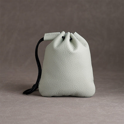 10pcs Top-Grain Leather Jewelry Pouch, Genuine Cowhide Drawstring Bag, Soft Anti-Scratch Storage, Gift Packaging
