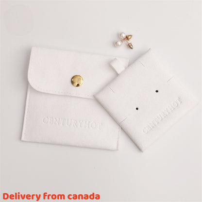 5PCS Soft Suede Necklace Pouch, Pink Microfiber Snap Bag, Jewelry Display Card Holder