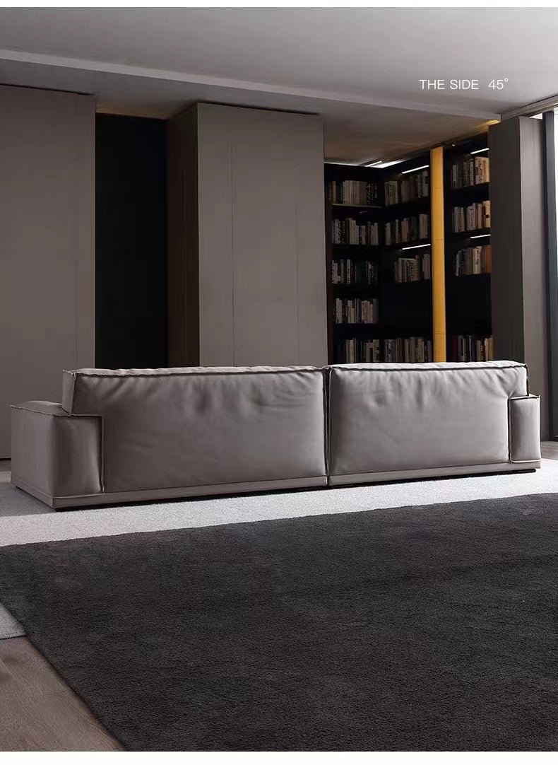 Modern simple silicone leather Damascus sofa light luxury network red tofu block sofa ultra deep sitting wide straight sofa