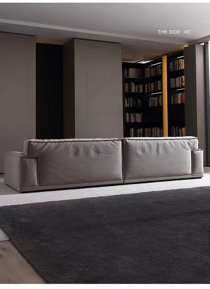 Modern simple silicone leather Damascus sofa light luxury network red tofu block sofa ultra deep sitting wide straight sofa