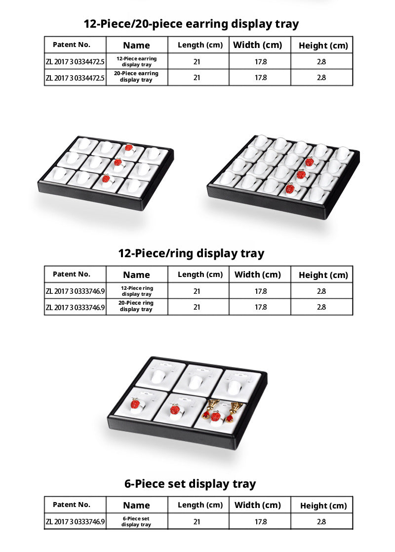 Stackable Plastic Jewelry Display Tray Organizer: 12 or 20 Slot Ring Stud Necklace Storage