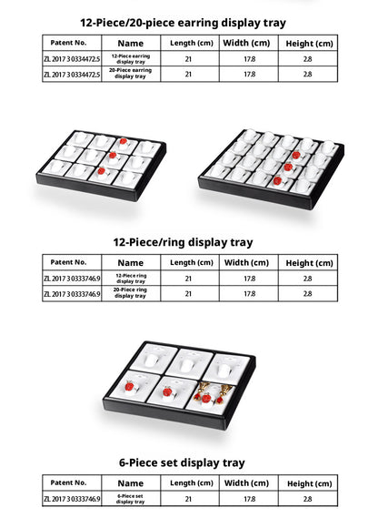 Stackable Plastic Jewelry Display Tray Organizer: 12 or 20 Slot Ring Stud Necklace Storage