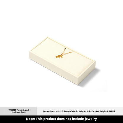 Suede Jewelry Display Stand Set, Tiered Modular Showcase Tray, White Microfiber Props