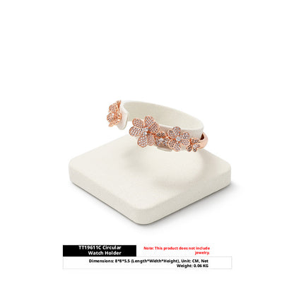5PCS White Suede Jewelry Display Set, Necklace Bust, Earring T-Stand, Ring Organizer