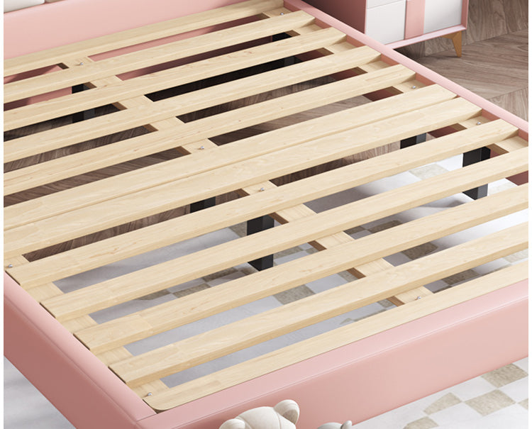 Children's Bed Girls Princess Bed Bedroom Simple modern solid wood cream wind bed Girls single bed Crown pink bed