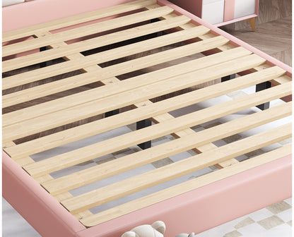 Children's Bed Girls Princess Bed Bedroom Simple modern solid wood cream wind bed Girls single bed Crown pink bed