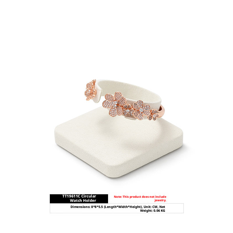 5PCS White Suede Jewelry Display Set, Necklace Bust, Earring T-Stand, Ring Organizer