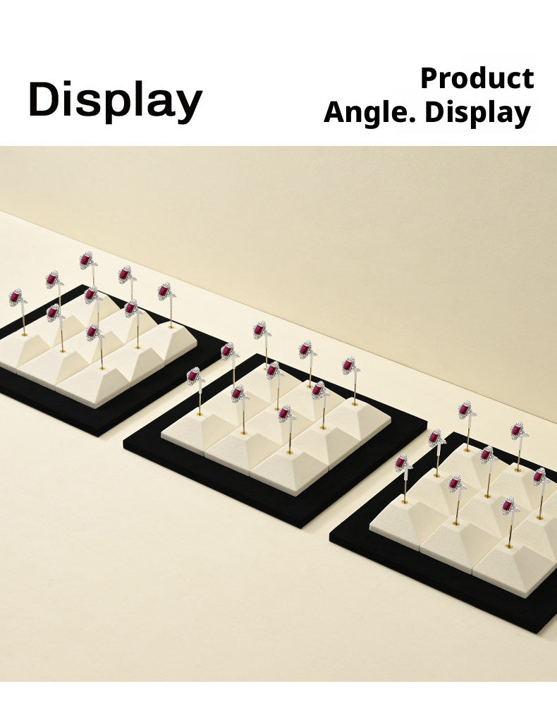 Beige Suede Jewelry Display Set with Pyramid Risers for Vendors