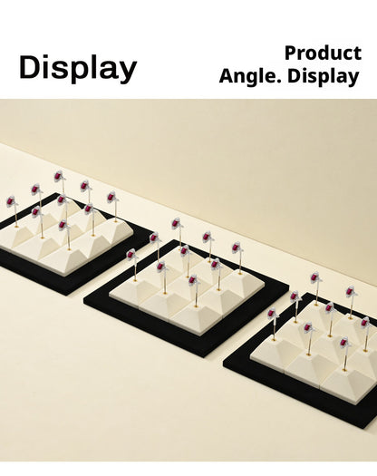 Beige Suede Jewelry Display Set with Pyramid Risers for Vendors