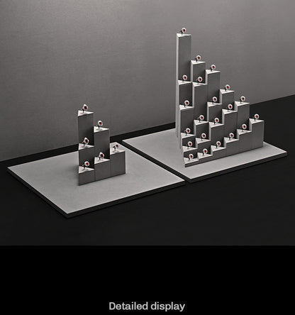 Gray Suede Ring Display Stand with Multi-Level Steps for Vendors