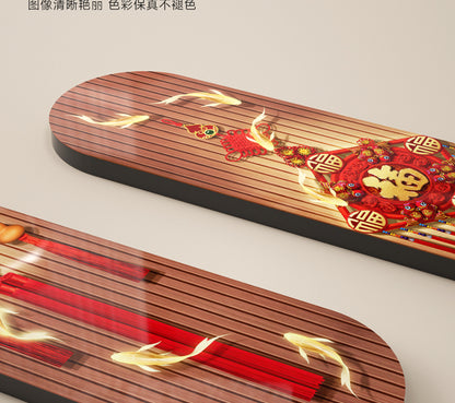 New Chinese nine fish figure porch decorative painting Fu character Chinese knot wall painting festive New Year TV background wall hanging painting