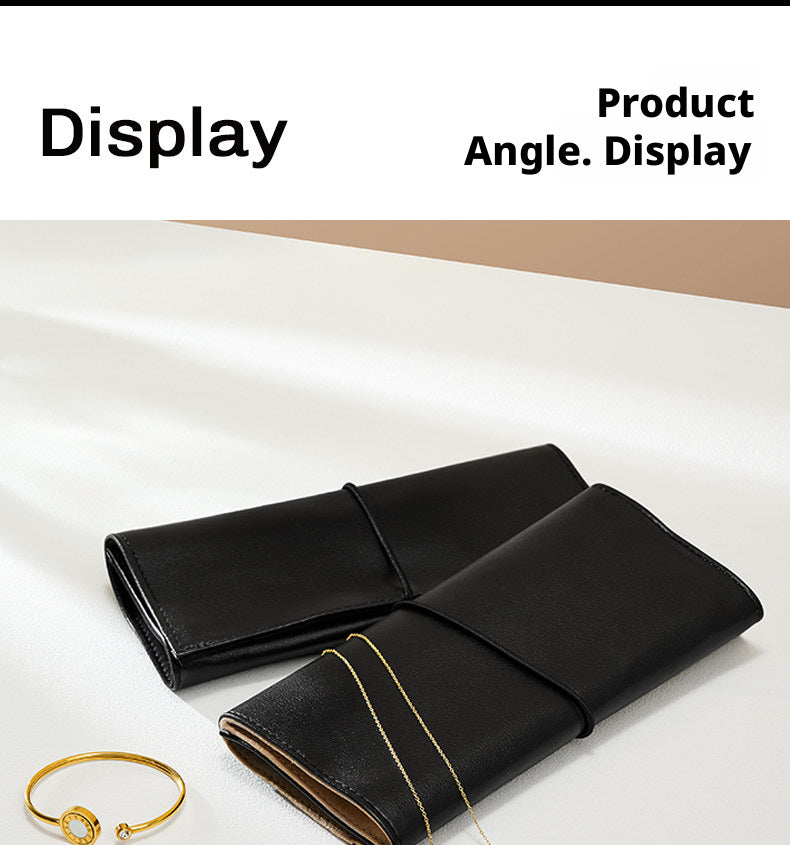 Leather Travel Jewelry Organizer with Ring Holder for Necklaces and Earrings