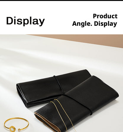 Leather Travel Jewelry Organizer with Ring Holder for Necklaces and Earrings