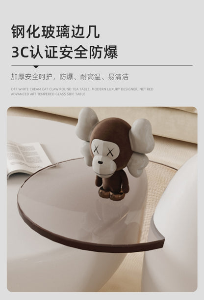Simple modern coffee table net red living room cream coffee table cat claw small apartment light luxury style combination of new round